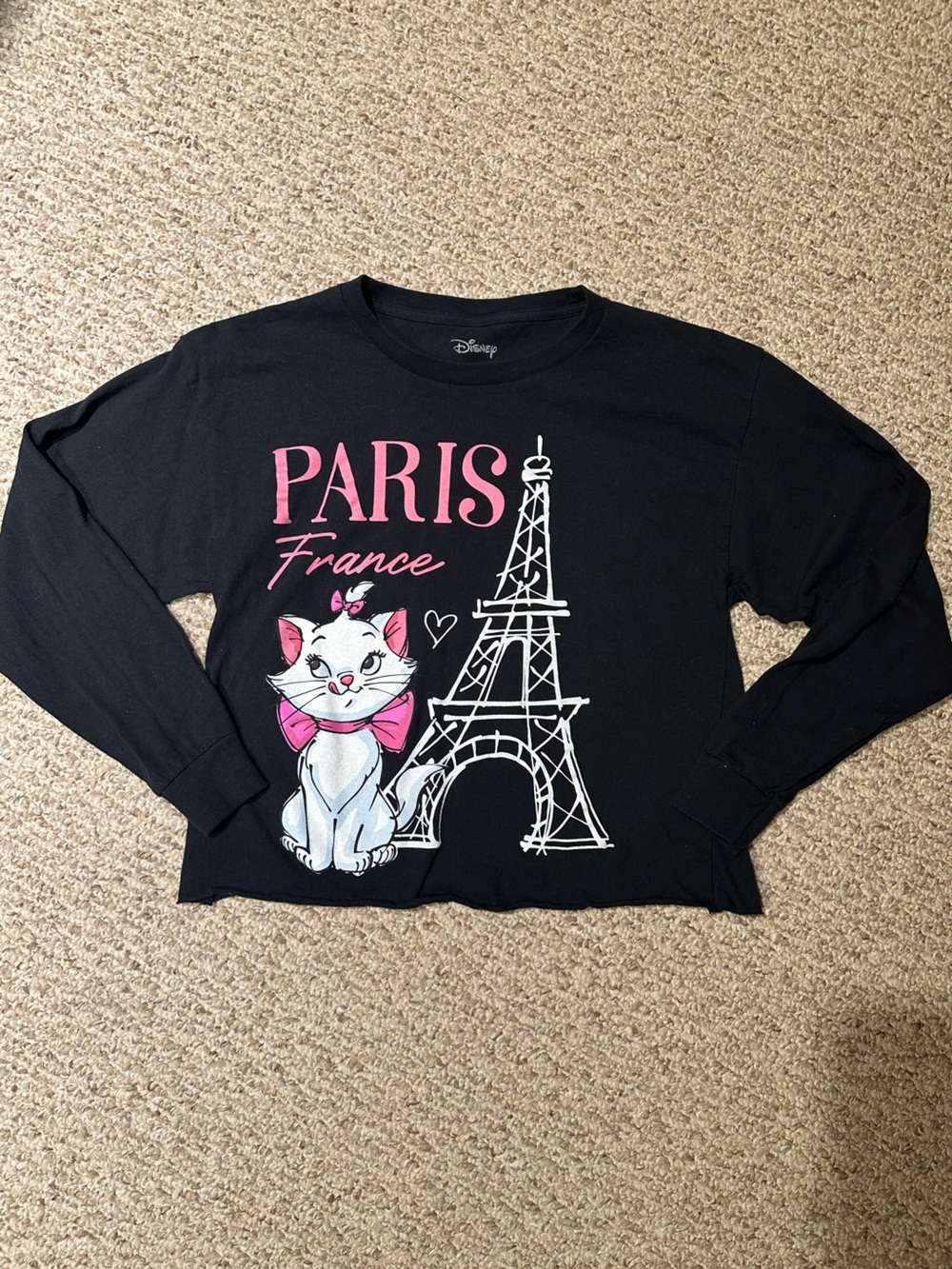 Disney Aristocats Paris Marie Cropped Long Sleeve Tee